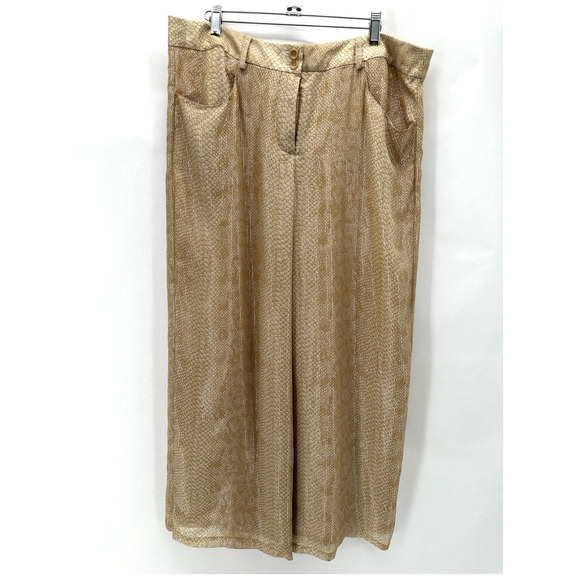 Carlisle Pants - Vintage Carlisle 100% Silk Wide Leg Pants Womens‎ 10 Beige Snakeskin Old Money